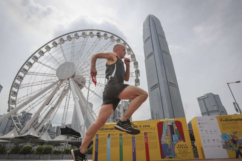 Chris Wharton trains on the Central waterfront. Photo: Edward Wong