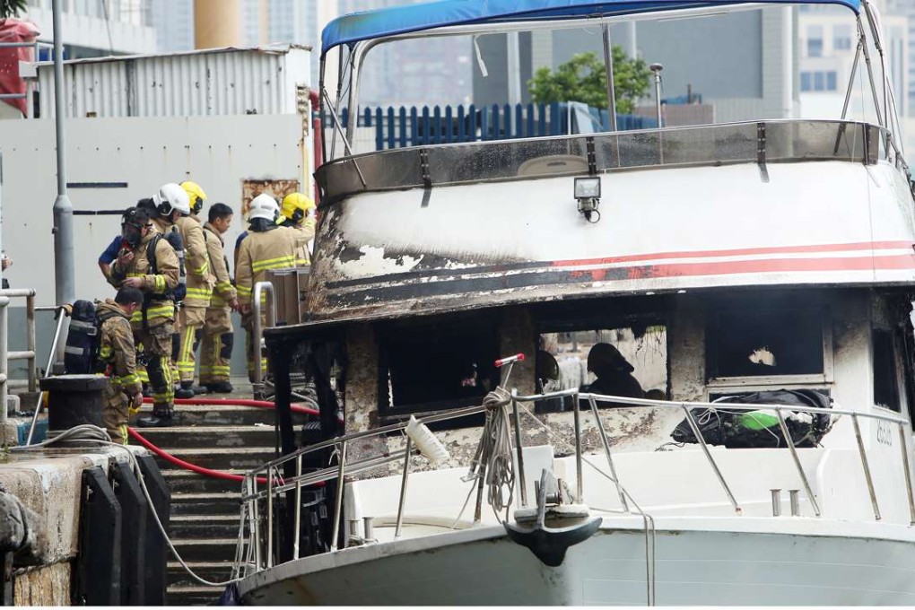 The Fire Services Department received the emergency incident report at about 9.30am, classifying the fire as a No 2 alarm vessel fire shortly after. Photo: Edmond So