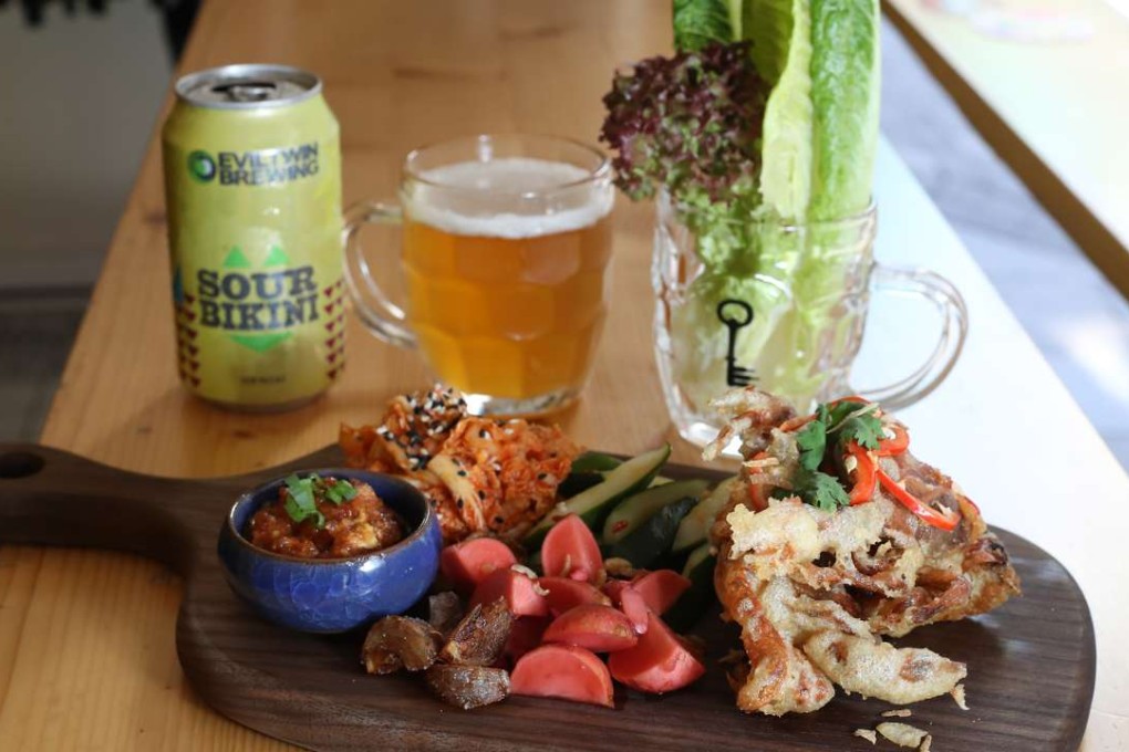 Singapore chilli softshell crab board and Evil Twin Sour Bikini at The Bottle Shop in Central. Photo: Nora Tam