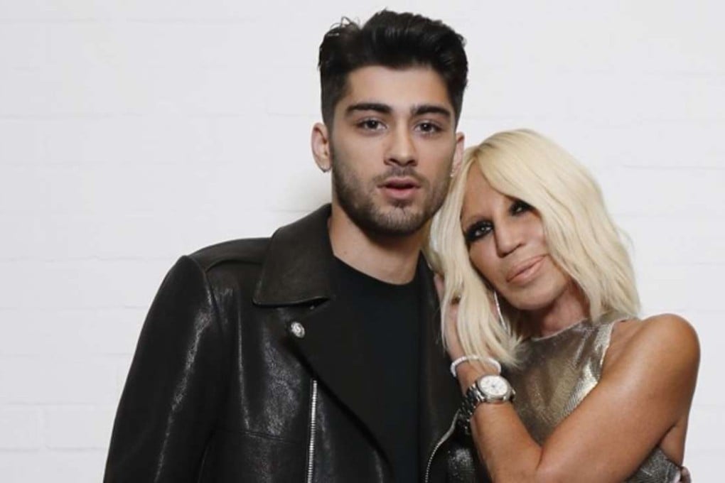 Donatella Versace and Zayn Malik, the former One Direction boy band star who will design a capsule fashion collection for the Versace Versus label called Zayn X Versus.