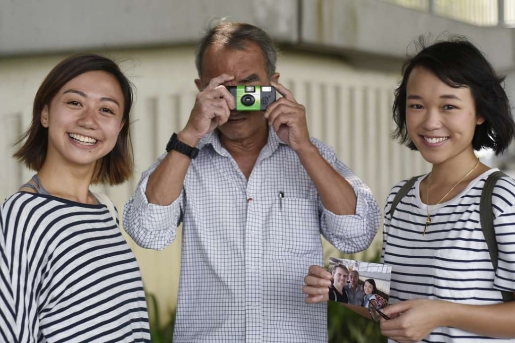“Our City, My Story” project co-founders Sharon Lee (left) Stephanie Lau (right) with participant Peter Ng in Admiralty last month. Photo: Xiaomei Chen