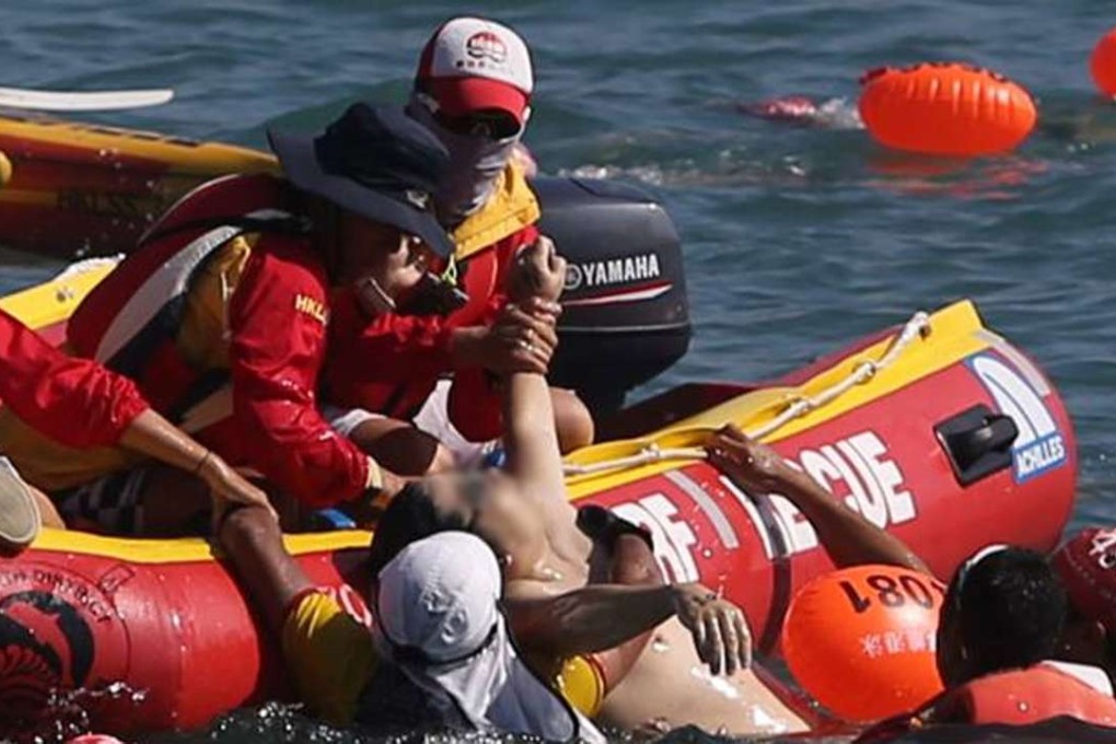The deceased was pulled from the water near the finish line. Photo: Sam Tsang
