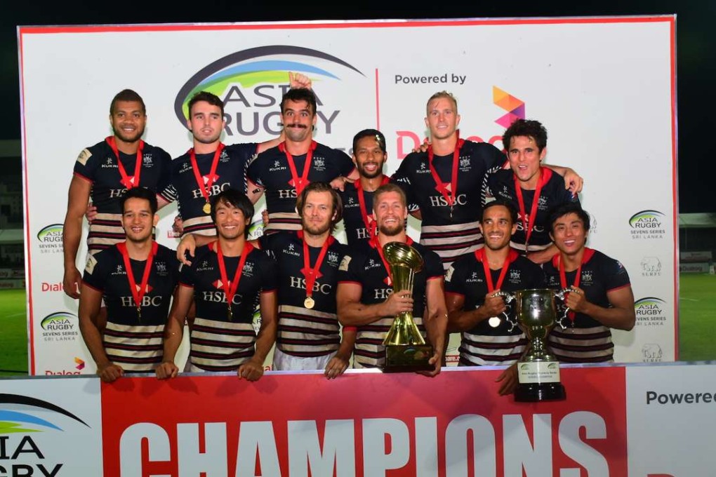 Hong Kong celebrate winning the Sri Lanka Sevens in Colombo and the Asia Rugby Sevens Series. Photos: HKRU