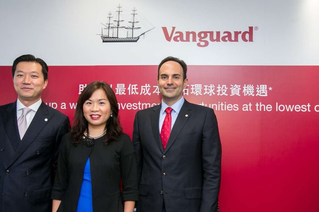From left: Vanguard head of Greater China Charles Lin, Vanguard managing director Linda Luk, and Vanguard head of Asia portfolio review James Martielli. Photo: SCMP Handout