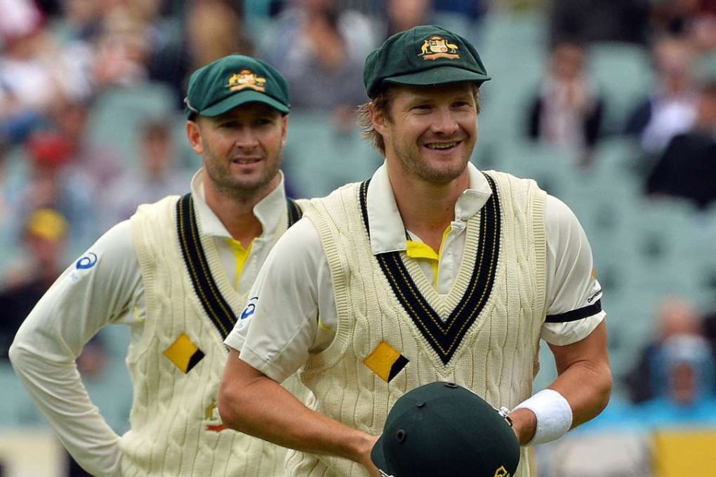 Shane Watson (right) and Michael Clarke did not always see eye-to-eye in their playing days. Photo: AFP