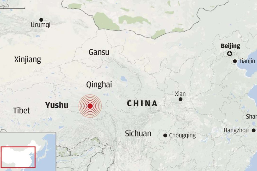 Monday’s magnitude 6.2 earthquake struck in Yushu prefecture, Qinghai province. SCMP Graphic