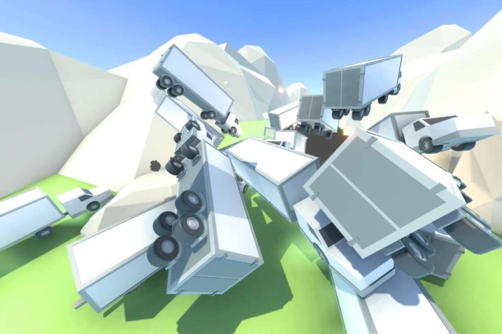 A scene from the game Clustertruck.