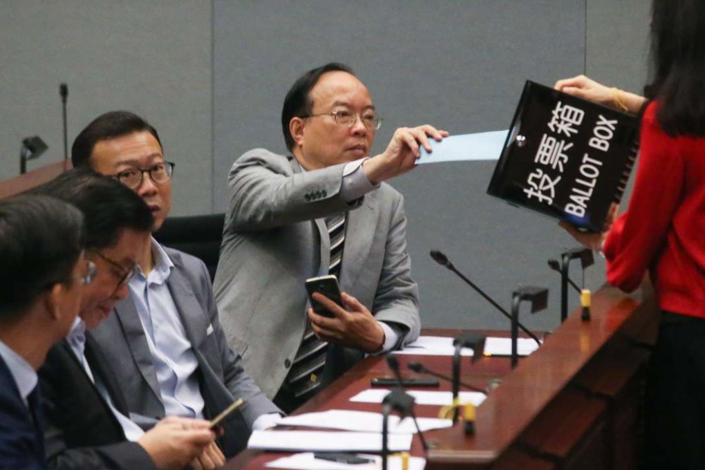 Ma Fung-kwok votes during the Legco development panel meeting on Tuesday. Photo: David Wong