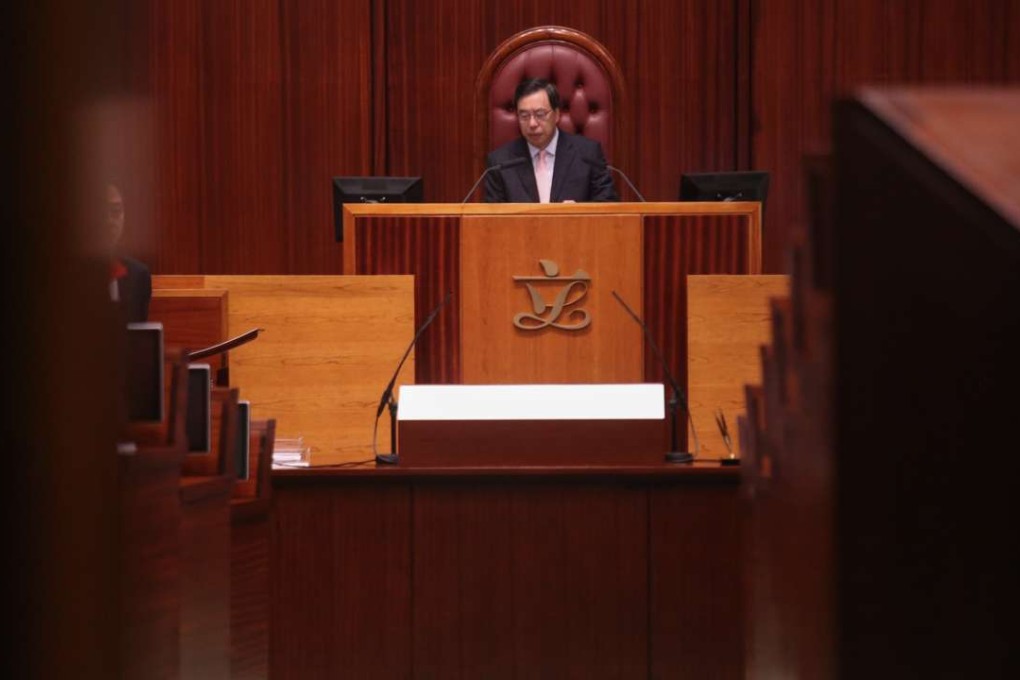 Andrew Leung in his “lonely” Legco seat yesterday. Photo: David Wong