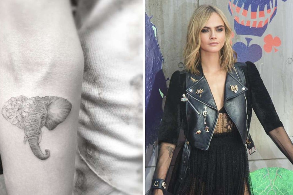Woo tattooed this elephant head on model Cara Delevingne. Photo: Alamy