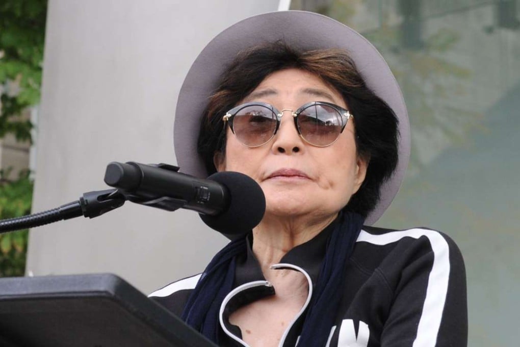 Yoko Ono speaks during the unveiling of her first permanent US art installation in Chicago, Illinois. Photo: AFP