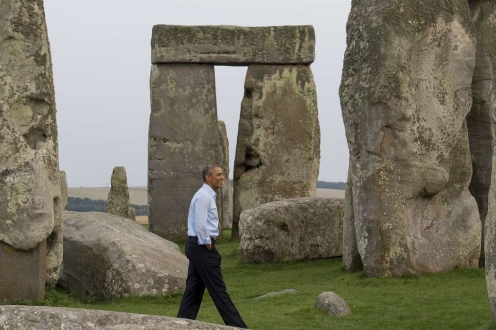US President Barack Obama ticks Stonehenge off his bucket list in 2014. Picture: AFP
