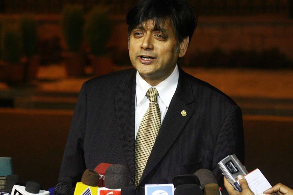 Shashi Tharoor addresses the media as India’s nomination for UN Secretary-General after meeting Prime Minister Manmohan Singh in New Delhi in June 2006. Photo: AFP