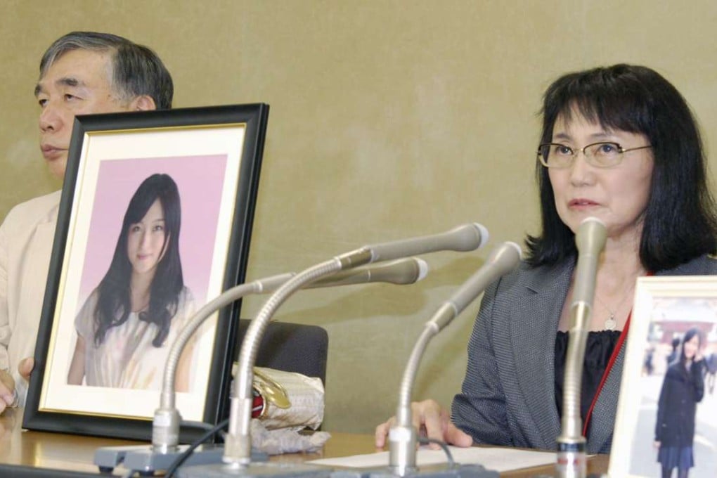 Yukimi Takahashi, the mother of Matsuri Takahashi, a 24-year-old Dentsu employee who committed suicide in 2015, with her lawyer Hiroshi Kawahito in Tokyo, after her daughter’s death was deemed to have been caused by overwork. Photo: Kyodo
