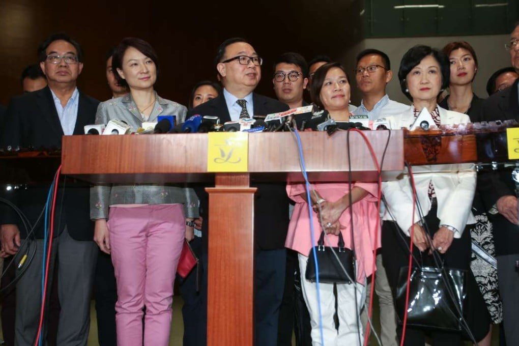 The pro-establishment camp called an urgent press conference on Friday night to announce their decision. Photo: Chen Xiaomei