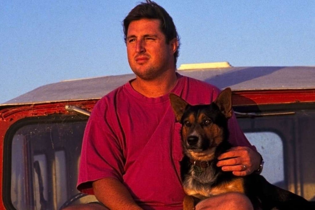 Australian author Tim Winton with his dog in 1993.