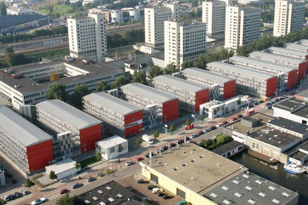 The stackable homes, used in the Netherlands and elsewhere, were said to be capable of withstanding all sorts of climate challenges. Photo: Tempohousing