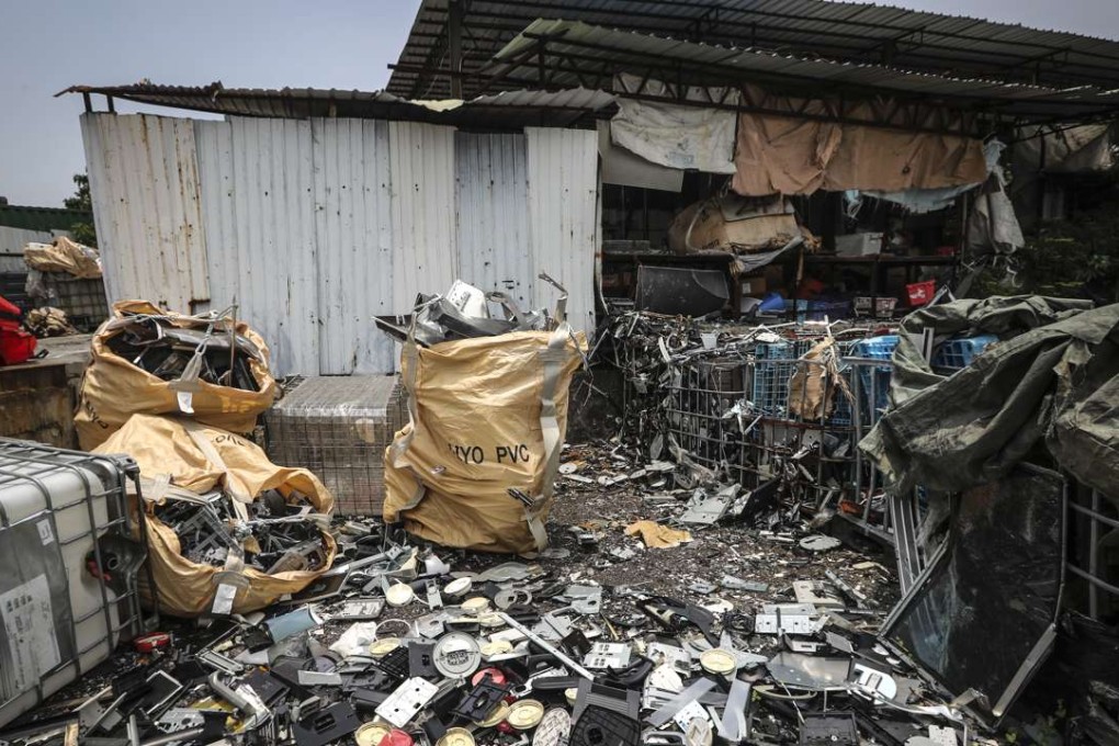 An illegal e-waste dumping ground in Yuen Long. Metals and toxic substances in electronic waste can, if treated improperly, contaminate groundwater, soil and the atmosphere. Photo: Bruce Yan