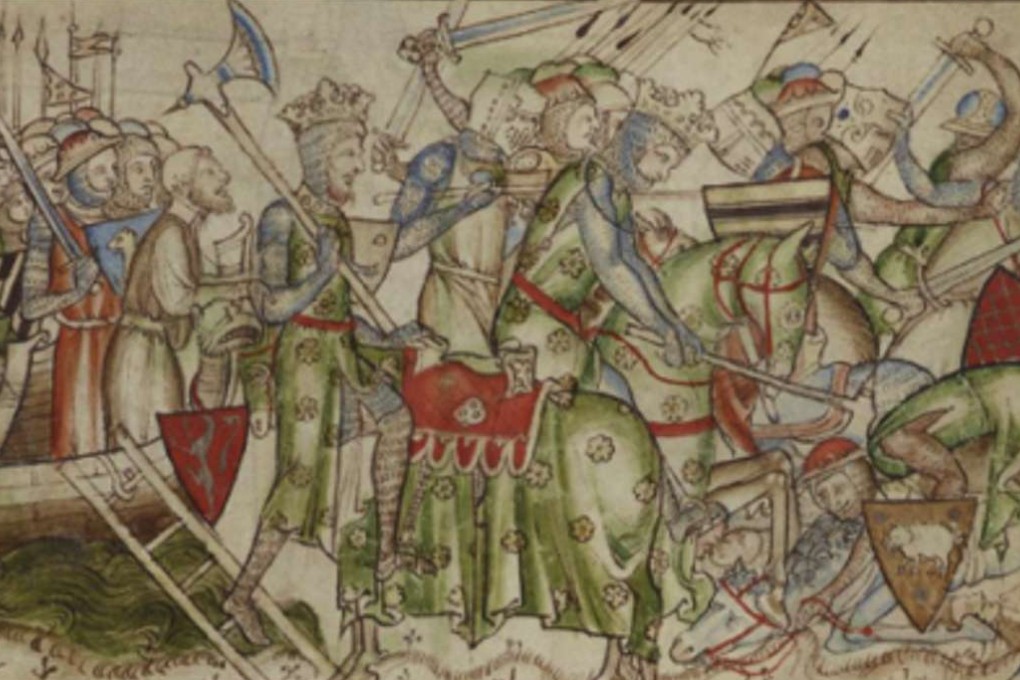 An image from the 13th-century chronicle The Life of King Edward the Confessor shows Harald Hardrada landing near York.