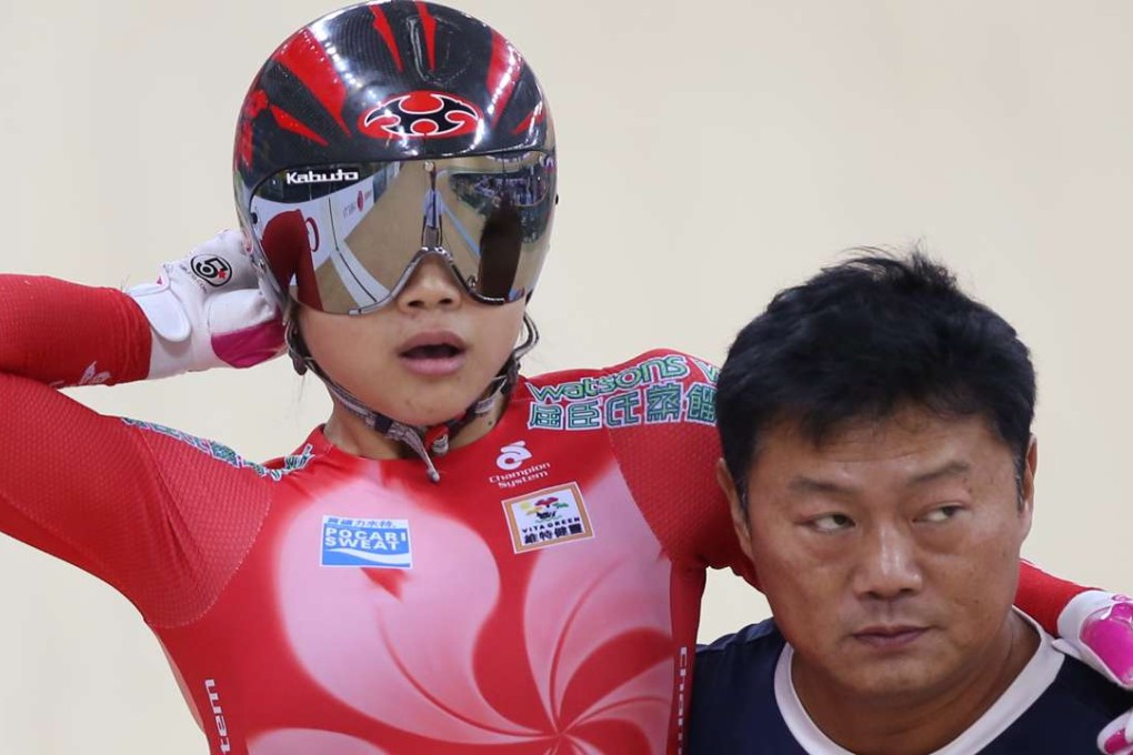 Pu Linjun with Sarah Lee at an international track meeting in Hong Kong. Photo: Nora Tam