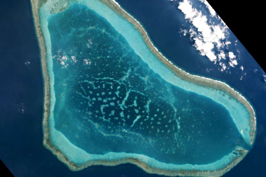 Boats at Scarborough Shoal in the South China Sea are shown in this satellite image from Planet Labs, captured on March 12. Photo: Reuters