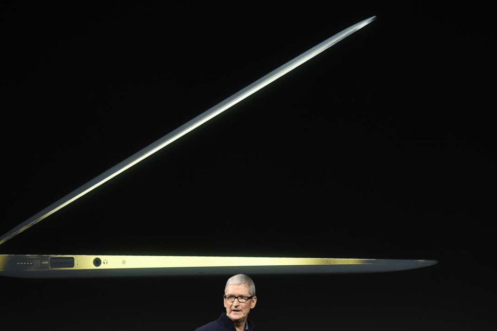 Tim Cook, chief executive officer of Apple, speaks during an event at the company's headquarters in Cupertino, California as the iconic firm debuts new Mac computers. Photo: Bloomberg