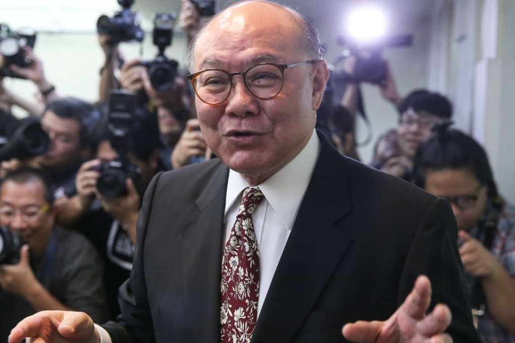 Woo Kwok-hing launches his campaign for the chief executive election at a social service centre in Wan Chai. Photo: Sam Tsang