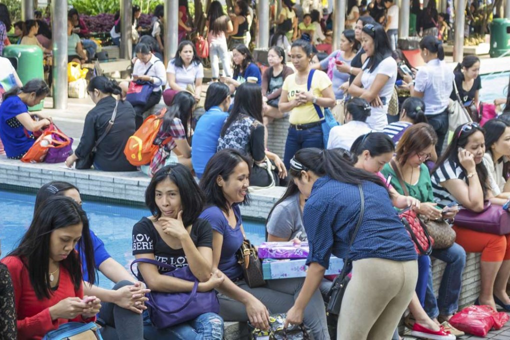 The slavery report says that Hong KongHong Kong’s domestic helpers, most of whom originatecome from the Philippines and Indonesia, were the primary group being enslaved, as they faced high agency fees, 17-hour work days as well as physical and verbal abuse. Photo: SCMP Pictures