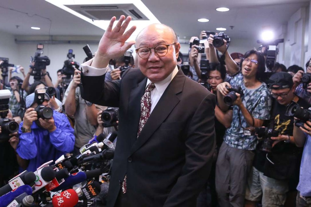 Woo Kwok-hing makes his shock announcement that he is running for chief executive. Photo: Sam Tsang