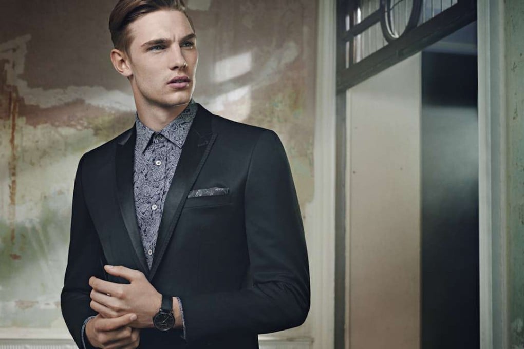 Ted Baker is matching pyjama tops with suits made of shiny fabrics this winter.