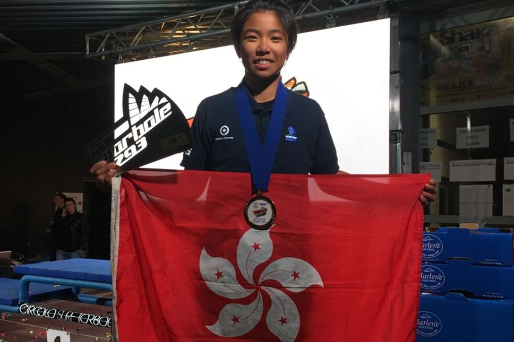 Windsurfer Mak Cheuk-wing beat some 60 rivals from around the world to win in the Techno 239 class in Italy. Photo: SCMP Pictures