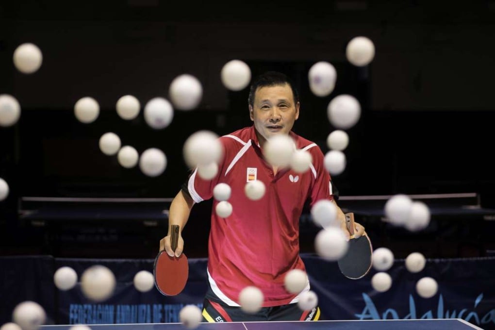 Juanito He Zhiwen at an exhibition game in Granada on Sunday. Photo: EPA
