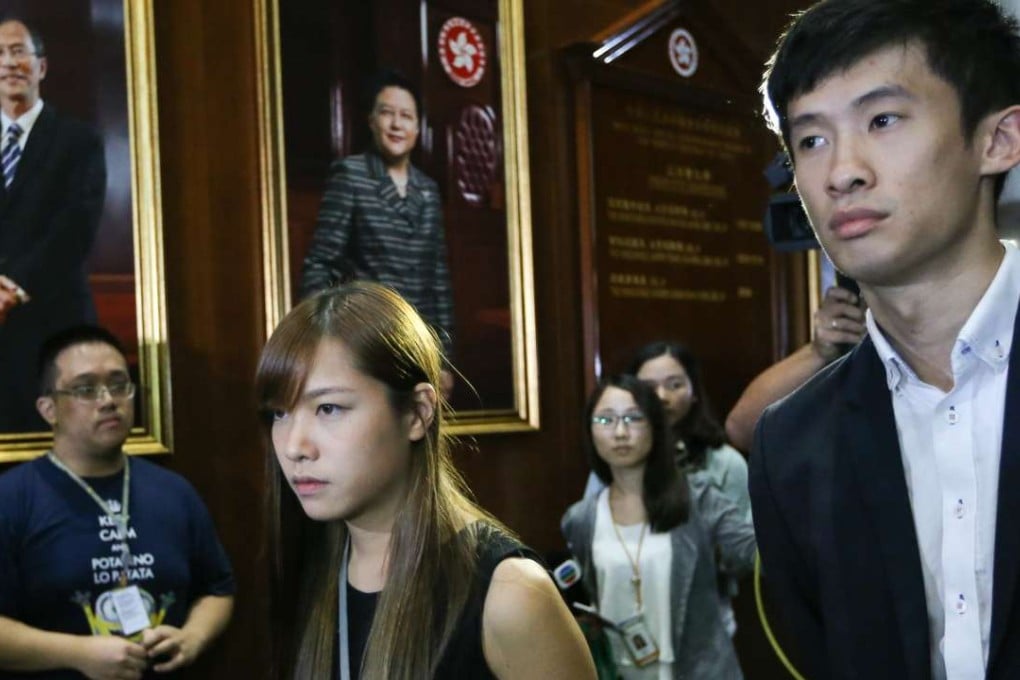 Yau Wai-ching (left) and Baggio Leung (right) were unable to retake their oaths. Photo: Sam Tsang
