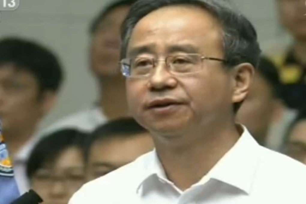 Ling Jihua, who was represented by Xu Lanting, is seen on CCTV receiving his sentence. Photo: SCMP Pictures