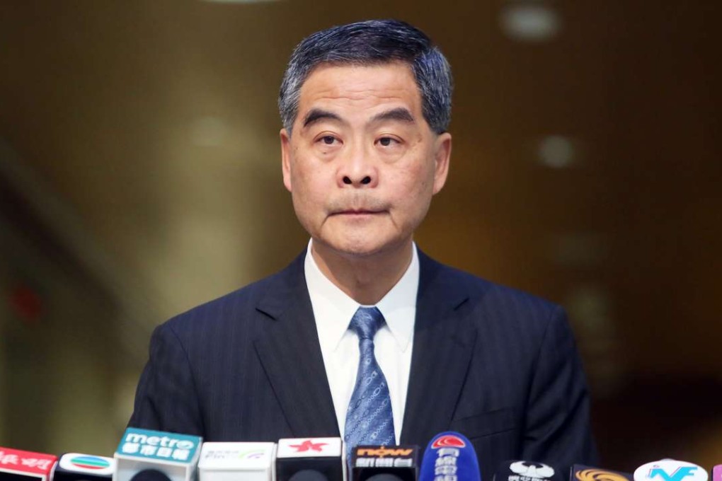 Chief Executive Leung Chun-ying meets the press before the weekly Exco meeting. Photo: Sam Tsang