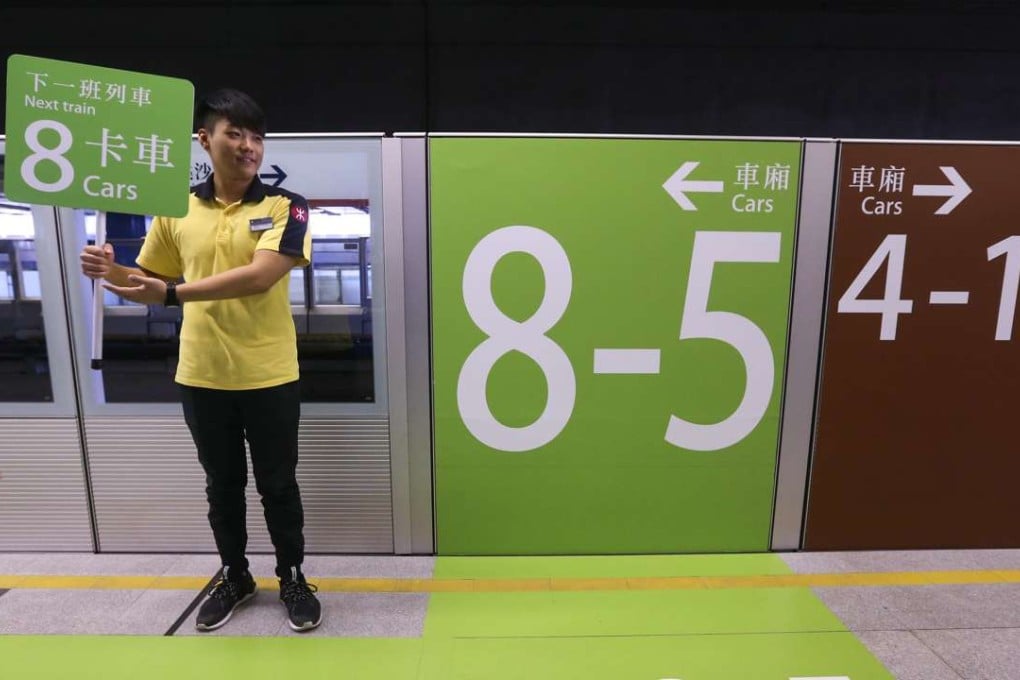 MTR staff members will help the public on platforms of the Ma On Shan Line as the new trains are introduced. Photo: K. Y. Cheng