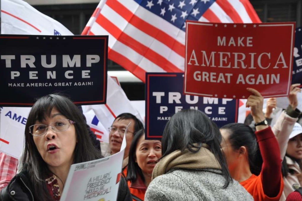 Chinese American Trump supporters on the streets of New York. Photo: SCMP Pictures