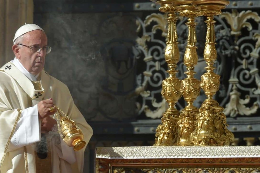 Pope Francis leads a mass in October at St Peter's Square in the Vatican City. The pope has hailed improving relations with China.Photo: AFP