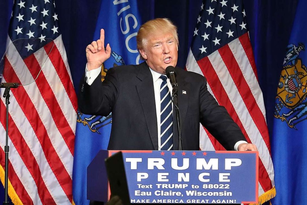 Republican presidential candidate Donald Trump speaks at a campaign stop in Eau Claire. Photo: AP