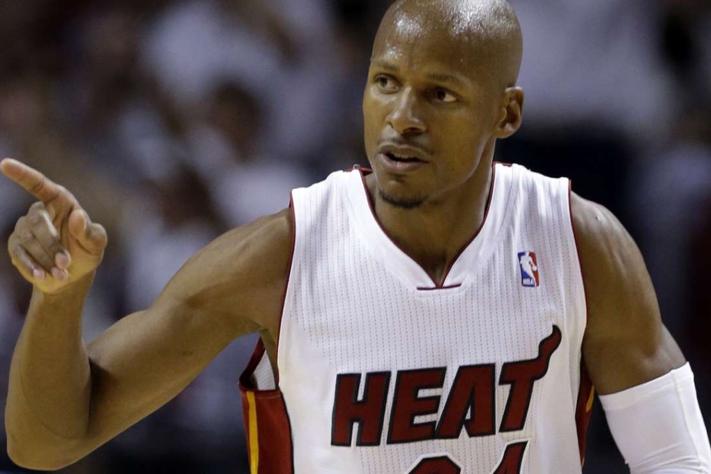 Ray Allen gestures after scoring a three-point basket during the first half Game 6 in the NBA basketball playoffs. (AP Photo/Lynne Sladky, File)