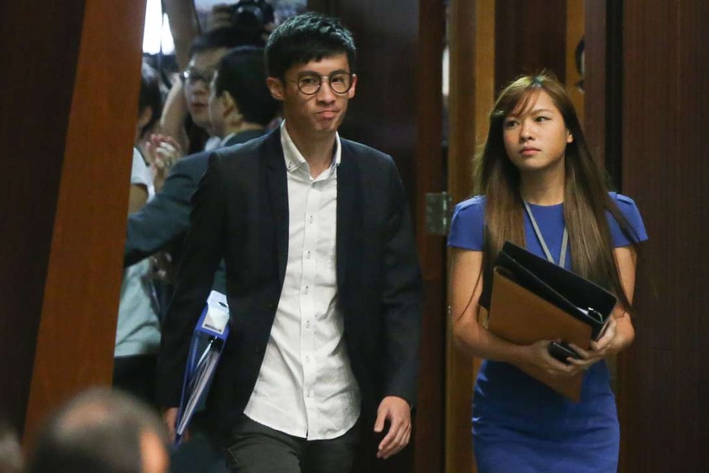 Lawmaker-elects Sixtus Baggio Leung Chung-hang and Yau Wai-ching had their oaths invalidated. Photo: Sam Tsang