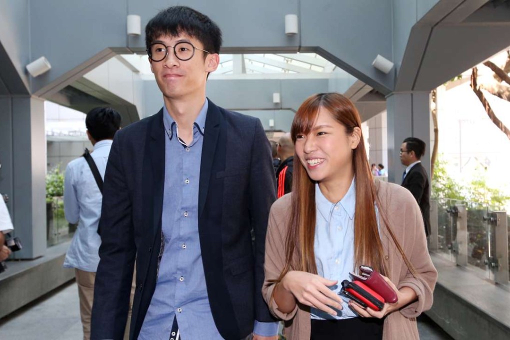 Sixtus Baggio Leung Chung-hang (left) and Yau Wai-ching appear at the High Court. Photo: David Wong