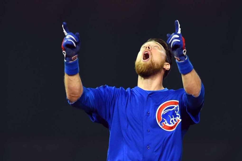 Chicago Cubs outfielder Ben Zobrist celebrates after hitting a RBI double against the Cleveland Indians in the 10th inning of game seven in the 2016 World Series at Progressive Field. Photo: USA Today