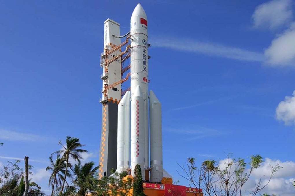 The Long March CZ-5 heavy-lift rocket on the launch pad at the Wenchang Satellite Launch Centre in Hainan. Photo: SCMP Pictures