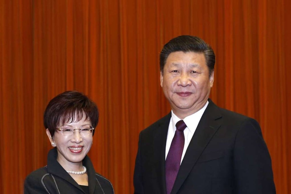 Chinese President and mainland Communist Party chief Xi Jinping meets Kuomintang chairwoman Hung Hsiu-chu in Beijing on Tuesday. Photo: Xinhua