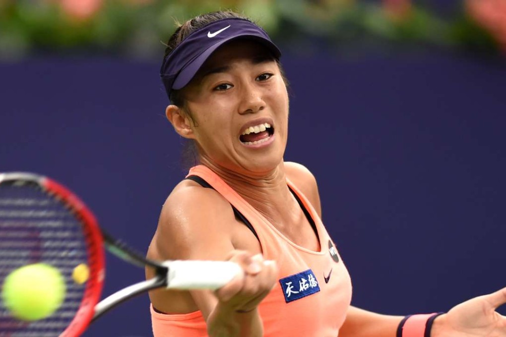 Zhang Shuai of China in action in Zhuhai. Photo: Xinhua