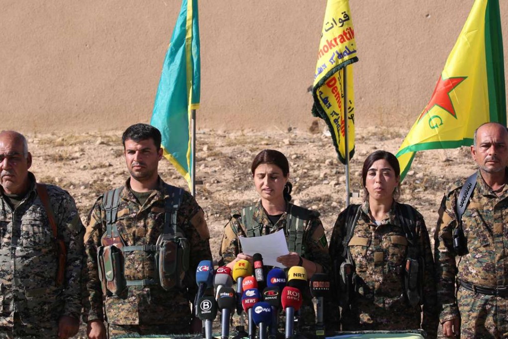 “The major battle to liberate Raqqa and its surroundings has begun," Jihan Sheikh Ahmed (centre), a spokeswoman for the Syrian Democratic Forces (SDF)said at the press conference in Ain Issa. Photo: AFP