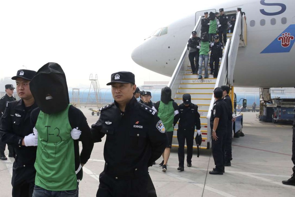 Taiwan says its lack of access to Interpol’s information poses a challenge to its international crime-fighting efforts. In April 75 Chinese telecom fraud suspects, including 45 from Taiwan, were detained in Kenya and then flown to Beijing. Photo: AP