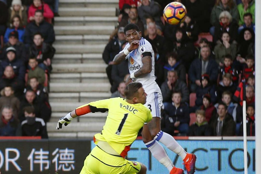 Victor Anichebe scores Sunderland’s first goal in their win against Bournemouth. Photos: Reuters