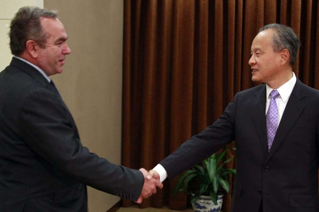 Then US assistant secretary of state for East Asian and Pacific affairs Kurt Campbell shakes hands with then deputy foreign minister Cui Tiankai in Beijing in October 2011. Photo: Reuters